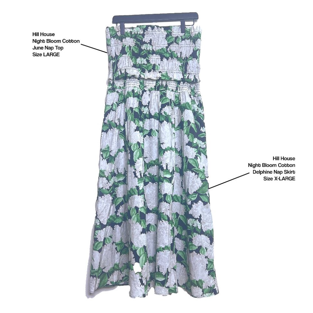 Hill House Night Bloom Cotton SET - June Nap Top (L) & Delphine Nap Skirt (XL)